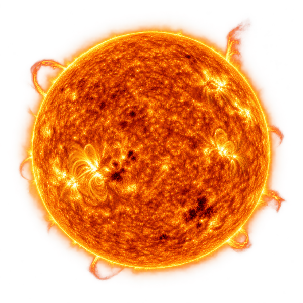 Le Soleil avec sa surface lumineuse et ses protubérances